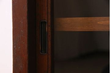 アンティーク家具　和製アンティーク　お洒落な結霜ガラス入りの収納棚(戸棚、食器棚)