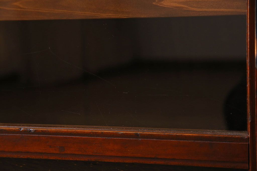 アンティーク家具　和製アンティーク　お洒落な結霜ガラス入りの収納棚(戸棚、食器棚)