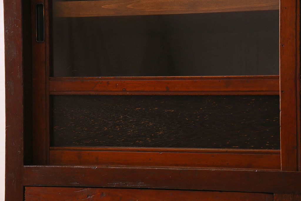 アンティーク家具　和製アンティーク　お洒落な結霜ガラス入りの収納棚(戸棚、食器棚)