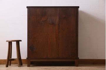 アンティーク家具　和製アンティーク　お洒落な結霜ガラス入りの収納棚(戸棚、食器棚)