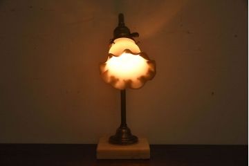 大正ロマン　大理石台座の和製アンティークデスクスタンド