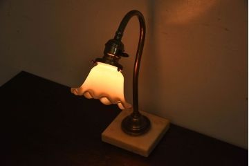 大正ロマン　大理石台座の和製アンティークデスクスタンド