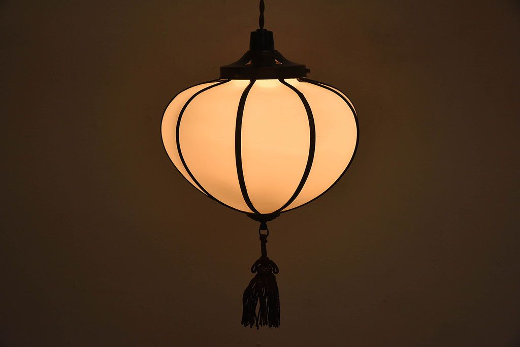 和製アンティーク　上品なほおずき型の電笠(天井照明)(1)