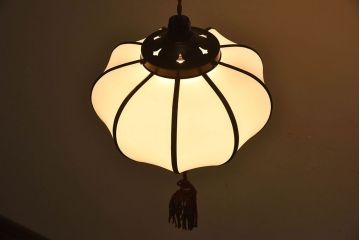 和製アンティーク　上品なほおずき型の電笠(天井照明)(1)