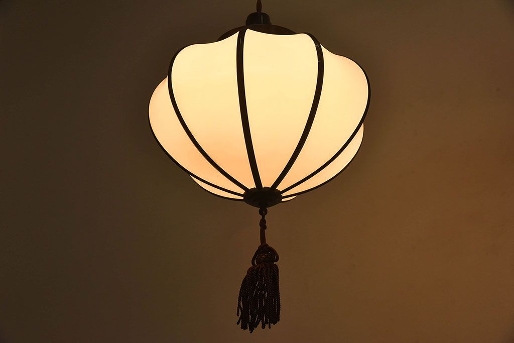 和製アンティーク　上品なほおずき型の電笠(天井照明)(1)