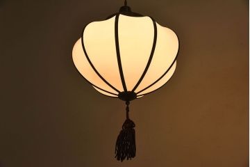 和製アンティーク　上品なほおずき型の電笠(天井照明)(1)