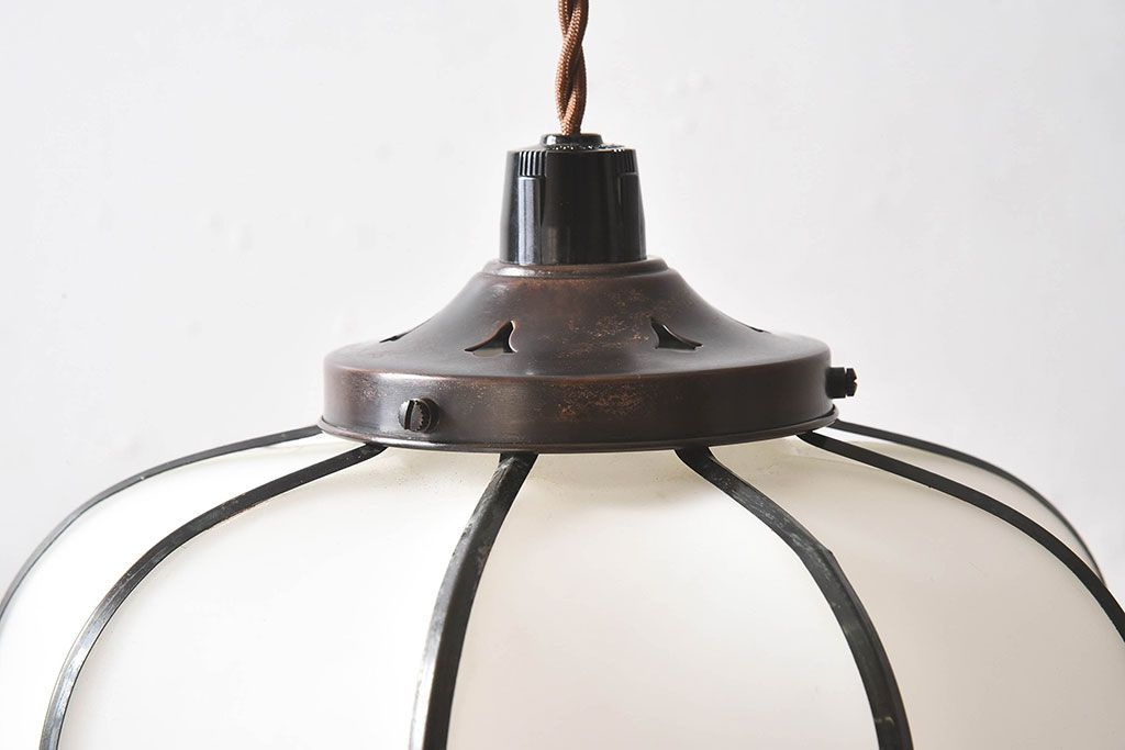 和製アンティーク　上品なほおずき型の電笠(天井照明)(1)