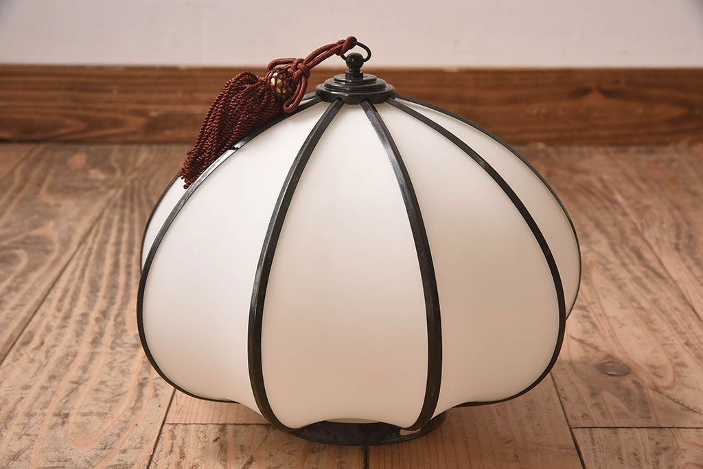 和製アンティーク　上品なほおずき型の電笠(天井照明)(1)