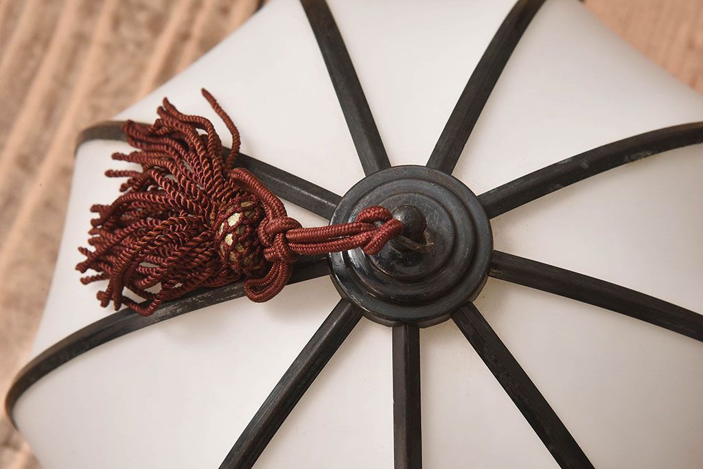 和製アンティーク　上品なほおずき型の電笠(天井照明)(1)