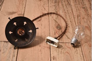 和製アンティーク　上品なほおずき型の電笠(天井照明)(1)