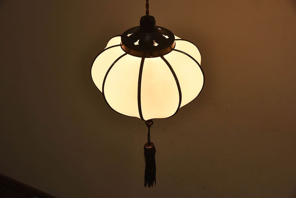 和製アンティーク　上品なほおずき型の電笠(天井照明)(2)