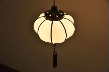 和製アンティーク　上品なほおずき型の電笠(天井照明)(2)