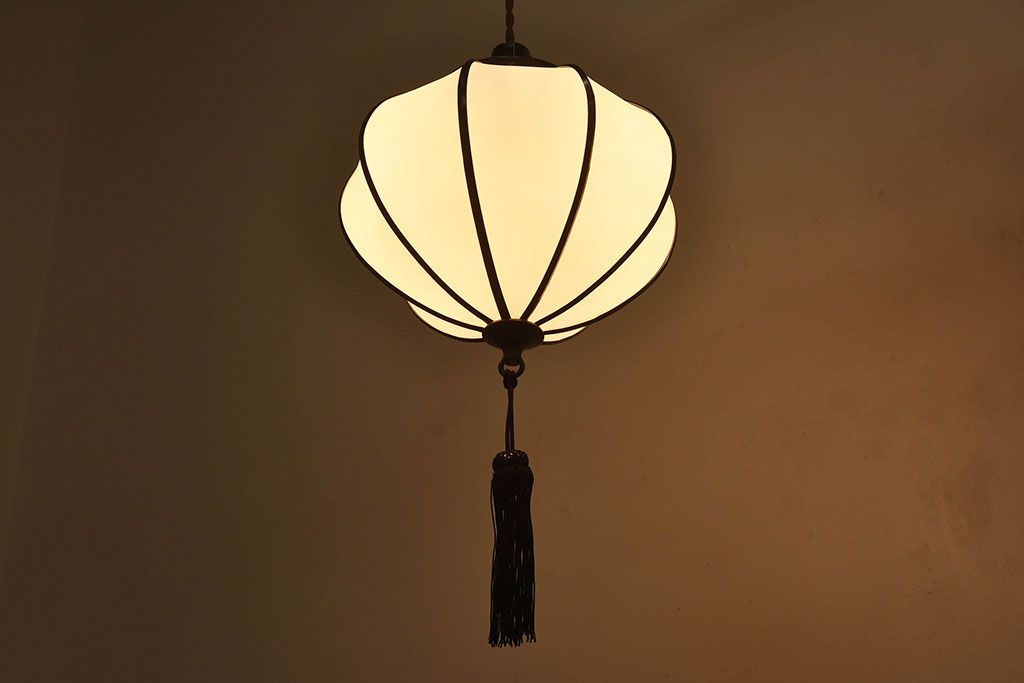 和製アンティーク　上品なほおずき型の電笠(天井照明)(2)