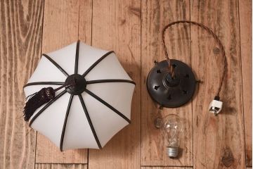 和製アンティーク　上品なほおずき型の電笠(天井照明)(2)