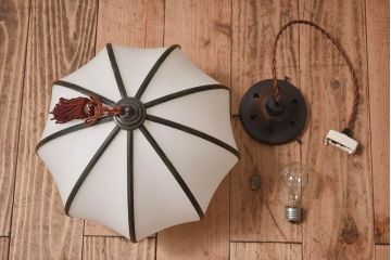 和製アンティーク　上品なほおずき型の電笠(天井照明)(3)