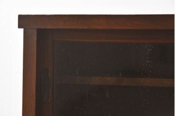 アンティーク家具　和製アンティーク　気泡ガラス入り!鉄脚付き収納棚(戸棚)