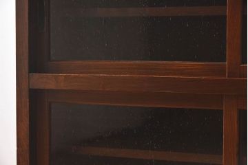 アンティーク家具　和製アンティーク　気泡ガラス入り!鉄脚付き収納棚(戸棚)