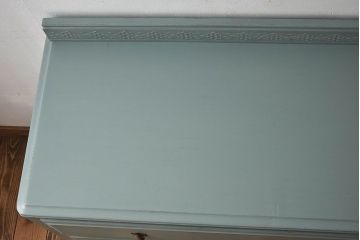 ペイント家具　可愛らしいデザインのイギリスアンティークチェスト(引き出し)