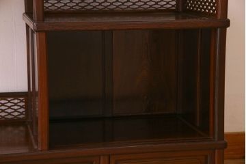 民芸家具　高級品!鉄刀木(タガヤサン)材製の重厚感ある飾り棚(陳列棚)