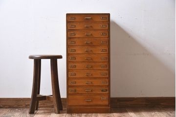レトロ家具　和製アンティーク　栓材　11杯付き!昭和レトロな小引き出し