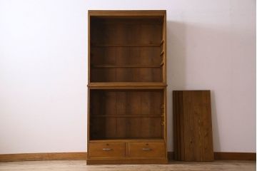 レトロ家具　和製アンティーク　昭和レトロなデザインが魅力的な重ね食器棚(収納棚)