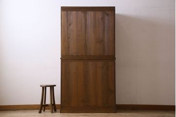 レトロ家具　和製アンティーク　昭和レトロなデザインが魅力的な重ね食器棚(収納棚)