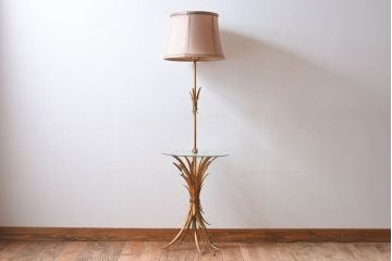 イタリアビンテージ　ガラステーブル付き!フロアランプ