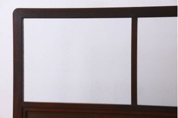 和製アンティーク　ケヤキ・杉材　結霜ガラスが魅力的な衝立