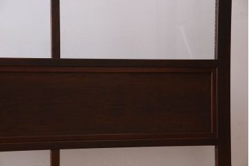 和製アンティーク　ケヤキ・杉材　結霜ガラスが魅力的な衝立