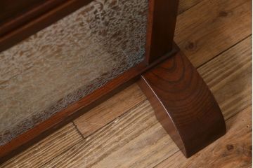 和製アンティーク　ケヤキ・杉材　結霜ガラスが魅力的な衝立