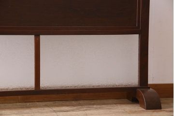 和製アンティーク　ケヤキ・杉材　結霜ガラスが魅力的な衝立