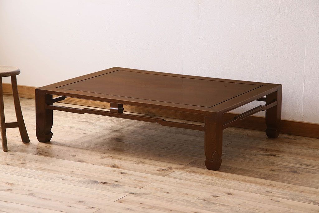 アンティーク家具　総無垢材　天板一枚板!総ケヤキ材製のアンティーク座卓