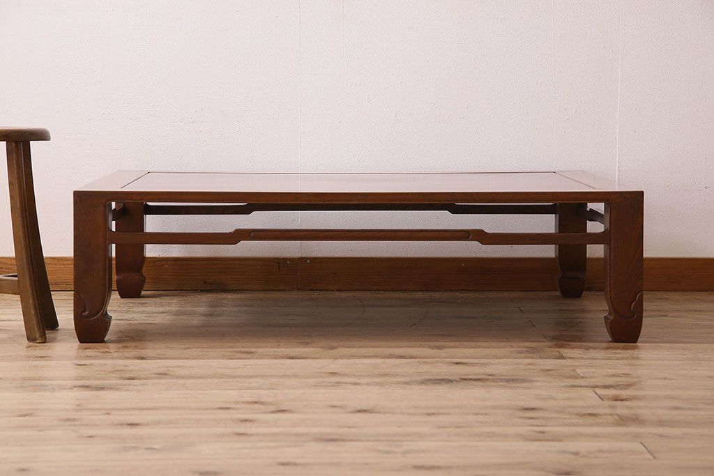 アンティーク家具　総無垢材　天板一枚板!総ケヤキ材製のアンティーク座卓