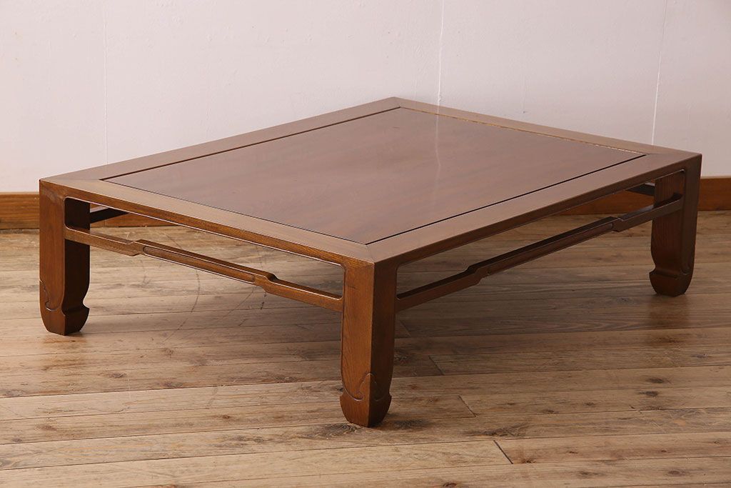 アンティーク家具　総無垢材　天板一枚板!総ケヤキ材製のアンティーク座卓