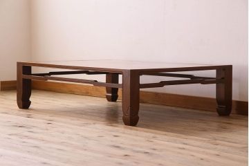 アンティーク家具　総無垢材　天板一枚板!総ケヤキ材製のアンティーク座卓