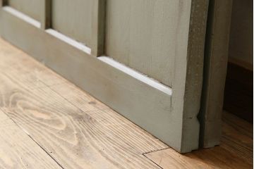 すりガラス入り!アンティーク調ペイントが素敵なガラス引き戸2枚セット