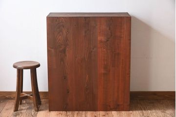 レトロ家具　昭和レトロ　古い木の質感が味わい深いアンティーク収納棚(戸棚、下駄箱)(2)