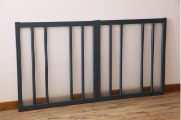 ペイント建具　すり・モールガラス入り!アンティークガラス戸2枚セット(窓)