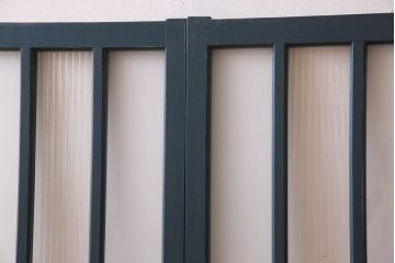 ペイント建具　すり・モールガラス入り!アンティークガラス戸2枚セット(窓)