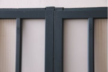 ペイント建具　すり・モールガラス入り!アンティークガラス戸2枚セット(窓)