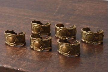 アンティーク雑貨　フランス製　優雅なフォルムなナプキンリング6個セット