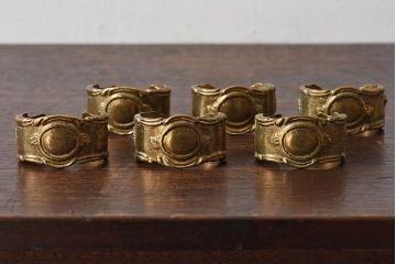 アンティーク雑貨　フランス製　優雅なフォルムなナプキンリング6個セット