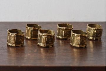 アンティーク雑貨　フランス製　優雅なフォルムなナプキンリング6個セット