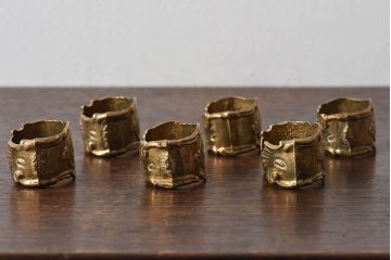 アンティーク雑貨　フランス製　優雅なフォルムなナプキンリング6個セット