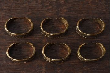 アンティーク雑貨　フランス製　優雅なフォルムなナプキンリング6個セット