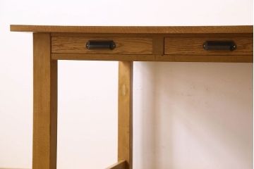 アンティーク家具　和製アンティーク　オーク材の両面引き出し付き特大作業台(ダイニングテーブル)