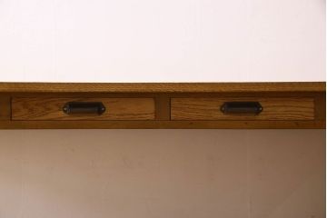 アンティーク家具　和製アンティーク　オーク材の両面引き出し付き特大作業台(ダイニングテーブル)