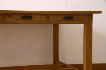 アンティーク家具　和製アンティーク　オーク材の両面引き出し付き特大作業台(ダイニングテーブル)