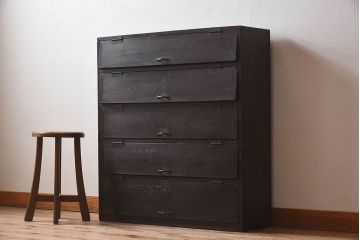レトロ家具　和製アンティーク　古い木製のレトロなパタパタ収納棚(下駄箱)