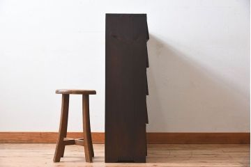 レトロ家具　和製アンティーク　古い木製のレトロなパタパタ収納棚(下駄箱)